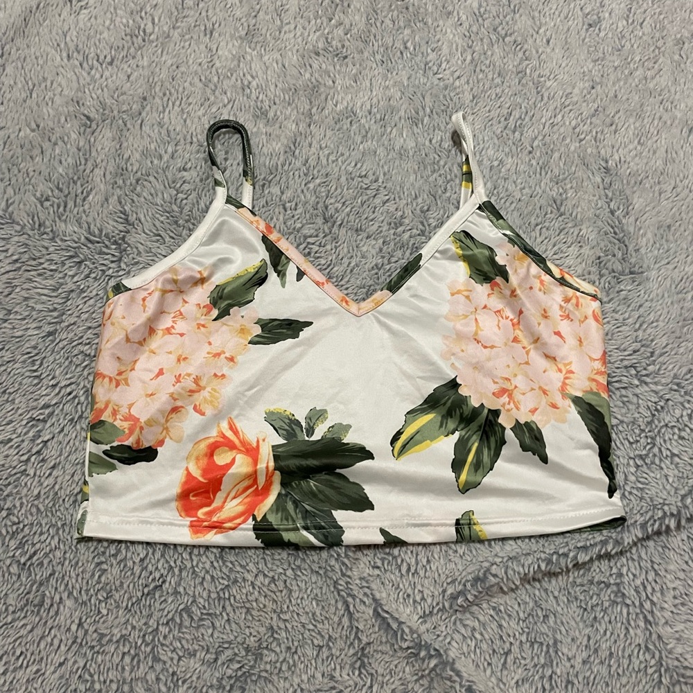 Cropped floral tank top, size M